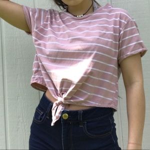 Pink Striped Tied Top